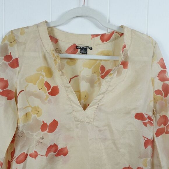 Lucky Brand Womens Silk Ombre Floral Top Small - Picture 3 of 9